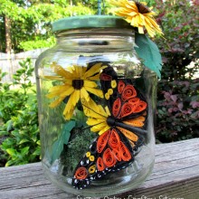 quilled butterfly in a jar