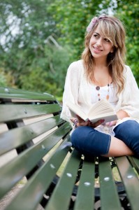 Woman outdoors reading