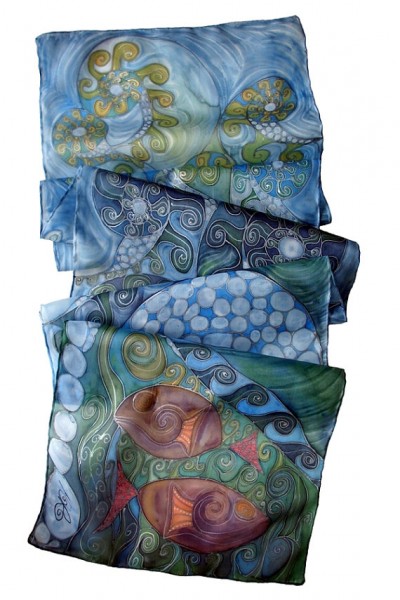 Handpainted silk scarf