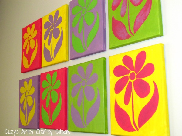 stenciled wall art flowers, diy wall art