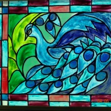 peacock faux stained glass