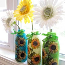 yarn wrapped bottle art