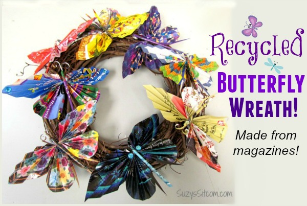 recycled magazine butterfly wreath3