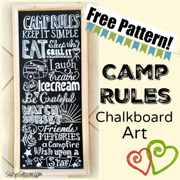 camping rules chalkboard