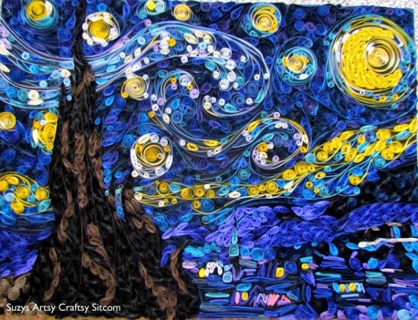 paper quilled starry night van gogh