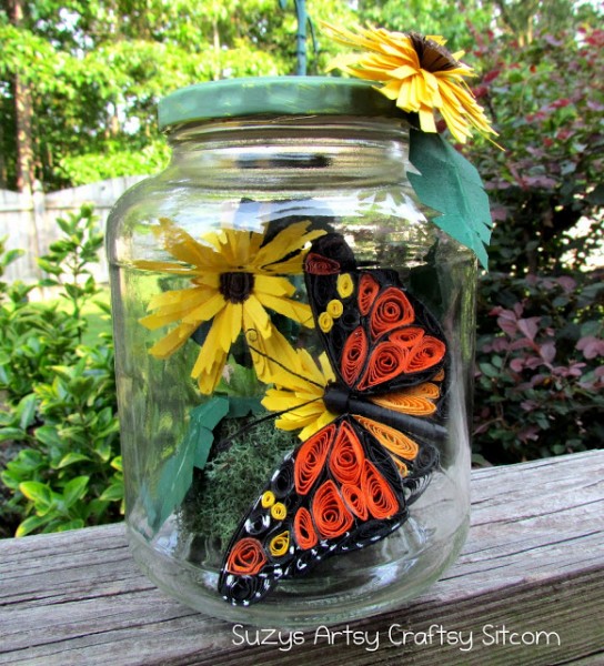 quilled butterfly in a jar