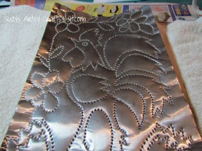 faux punched tin craft from aluminum cookie sheet 9