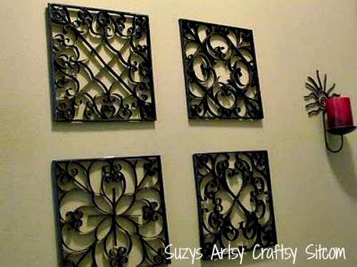 faux metal wall art created from recycled tp tubes