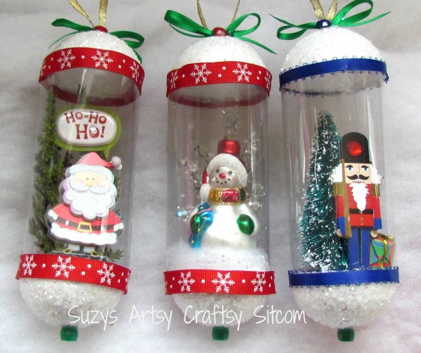 Vintage Snowglobe Ornaments / Suzys Artsy Craftsy Sitcom #Christmas 