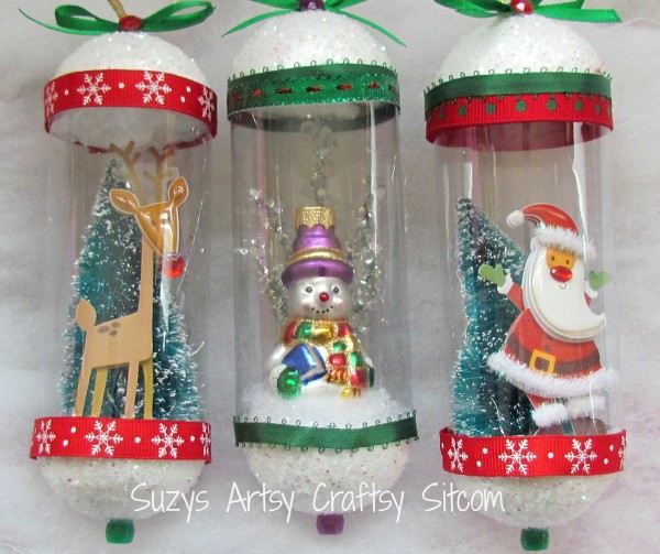 Vintage Snowglobe Ornaments / Suzys Artsy Craftsy Sitcom #Christmas 