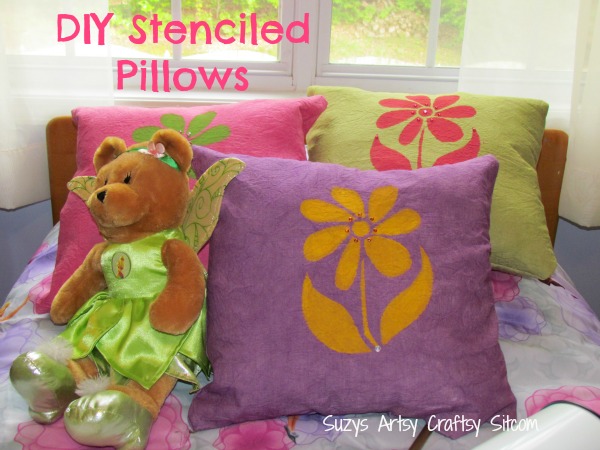 diy stenciled flower pillows