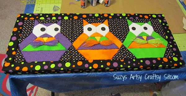 halloween hooty owls no sew quilted wall art