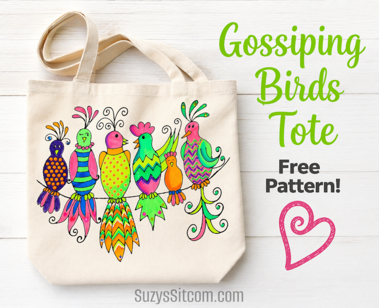 Gossiping Birds Tote- fun with Neon!