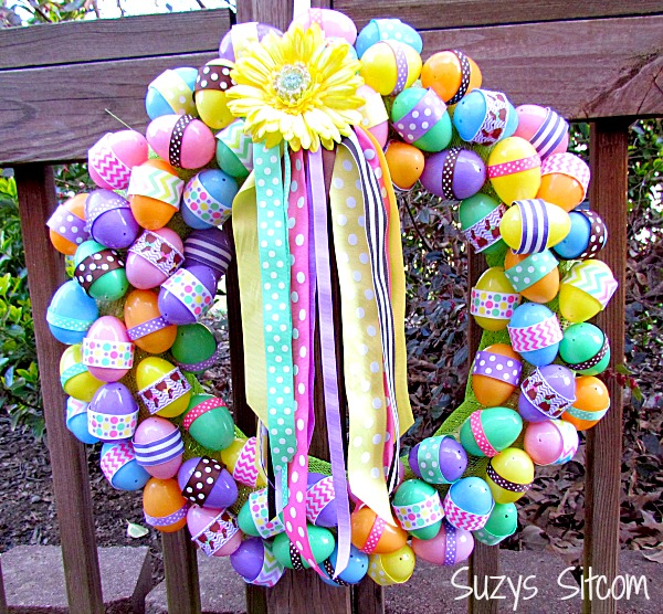 Easy to make Easter ribbon and egg wreath