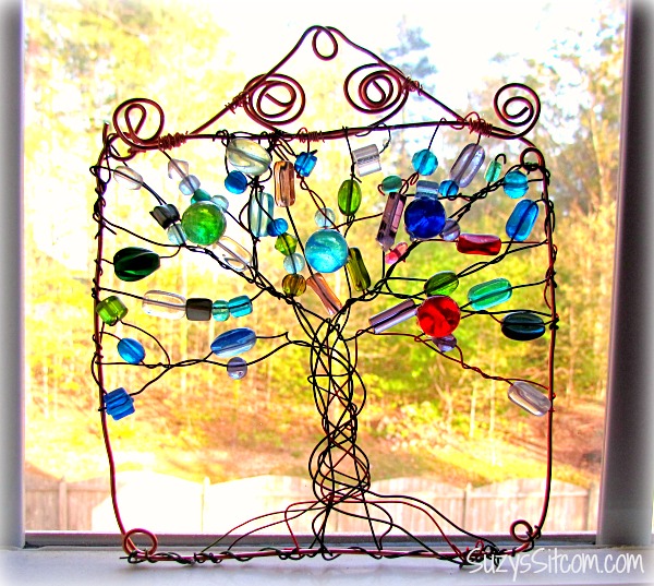 wire wrapped tree sun catcher