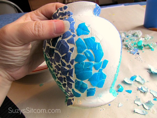 mosaic egg shell vase