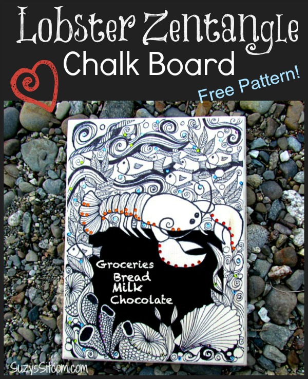 lobster zentangle chalk board free pattern