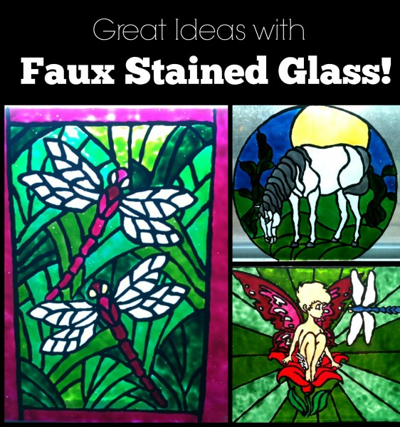 faux stained glass with paint and glue