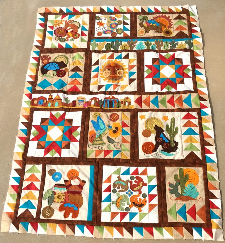 Sonoran Trail Block of the Month- Pottery and Lizards!